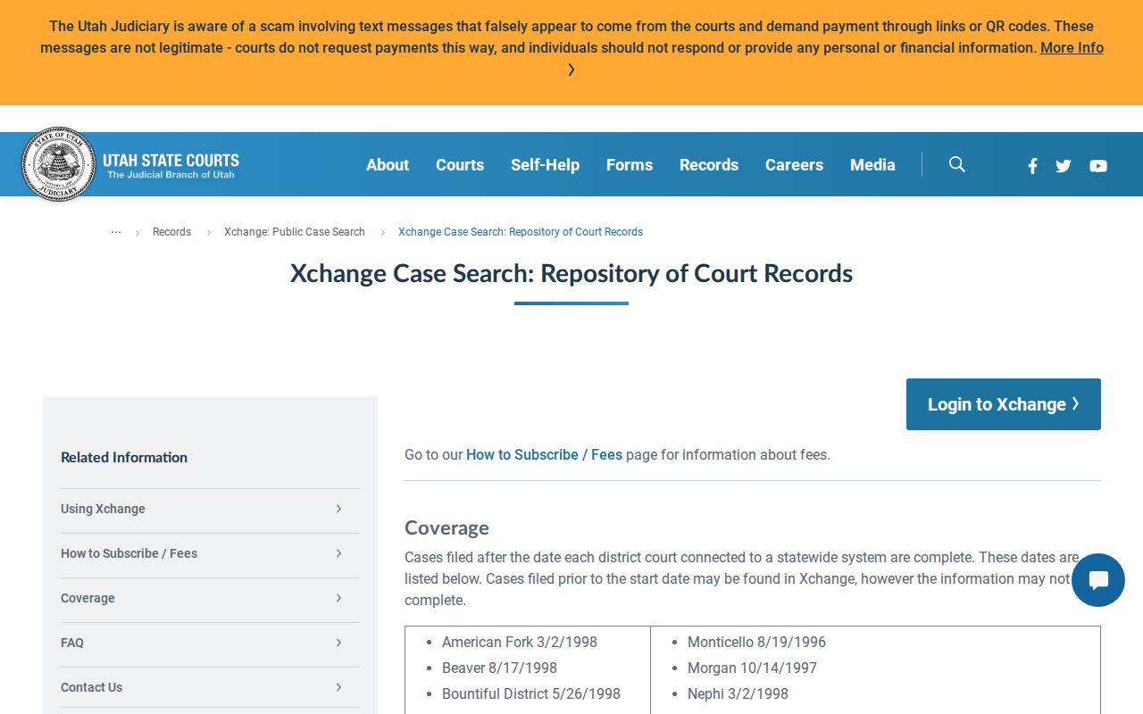 Rich County case lookup Randolph XChange coverage date