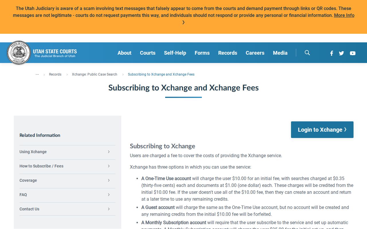 Rich County case lookup XChange search fee options