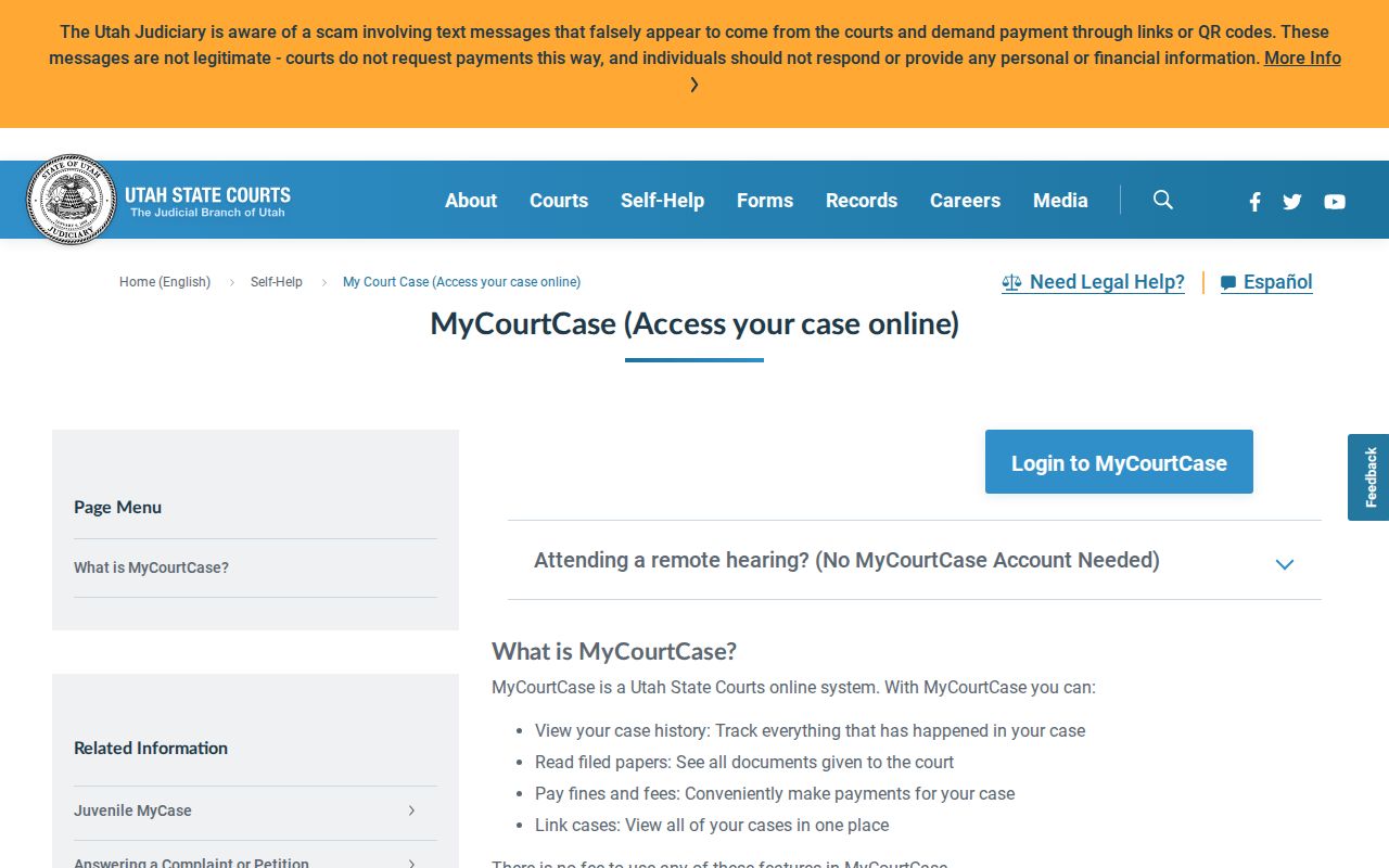 Rich County traffic ticket MyCase party access rules