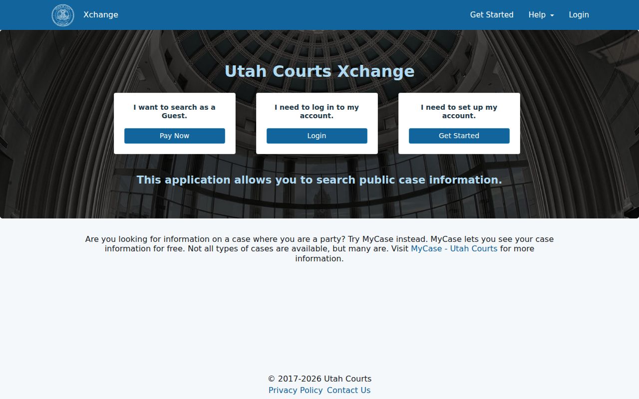 Rich County court docket XChange guest and login choices